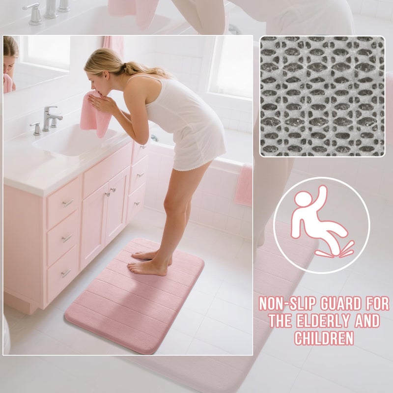 Yimobra Pink Bath Mat, Super Soft Absorbent Memory Foam Bathroom Rug Non Slip, Quick Dry, Machine Washable Floor Carpet for Tub Shower, Home Decor Accessories, 24x17 - Image 5